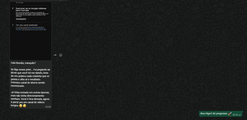 Print do YouTube Studio mostrando etapas de monetização